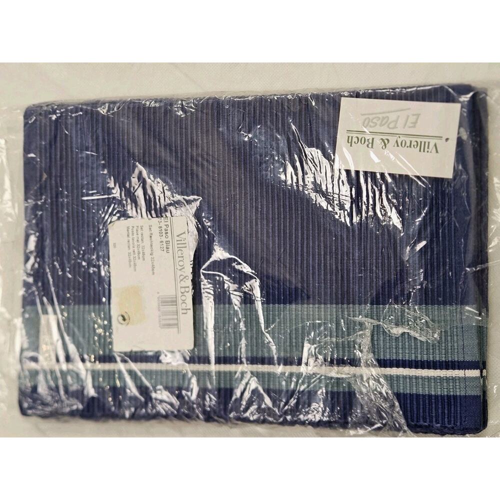 NIP Set 6 Villeroy & Boch EL PASO Blue Reversable Cotton Placemats 12.6"x18.9"